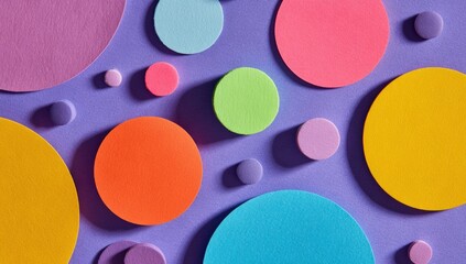 Abstract pattern of vibrant circles on a purple background