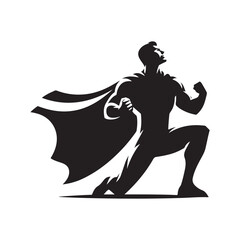 Fototapeta premium superhero pose vector silhouette clip art logo design illustration. superhero city sports icon collections.