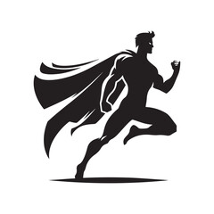 superhero pose vector silhouette clip art logo design illustration. superhero city sports icon collections.