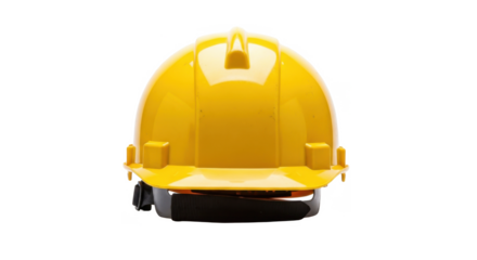 Bright yellow safety helmet, isolated on white background.