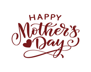 Elegant Happy Mothers Day Calligraphy Design in Deep Red Perfect for Greeting Cards and Social Media Posts Celebrating Motherhood and Family Love