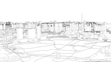 Urban modern landscape. Vector rendering of 3d