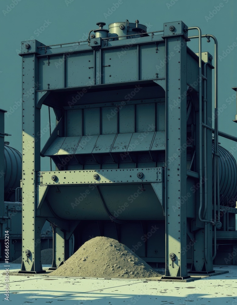 Poster sludge dewatering scheduler in a press enclosure with a pile of processed material