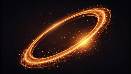 Glowing Orange Ring With Sparkles On Black light circle