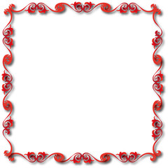Red beautiful vintage frame on a transparent background. PNG, 300 DPI 