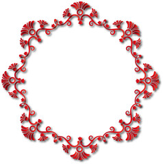 Red beautiful vintage frame on a transparent background. PNG, 300 DPI 