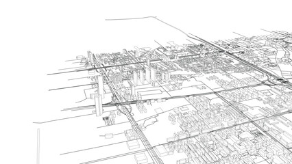 Obraz premium Intricate Cityscape Wireframe