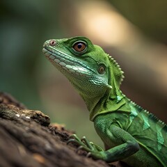 Obraz premium Small Green Iguana Closeup