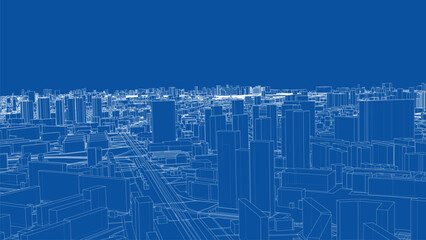 Urban modern landscape. Vector rendering of 3d