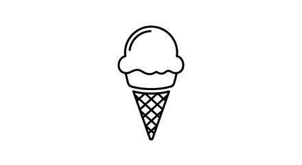 Simple Ice Cream Cone Icon A Black and White Illustration for Summer Fun and Sweet Treats