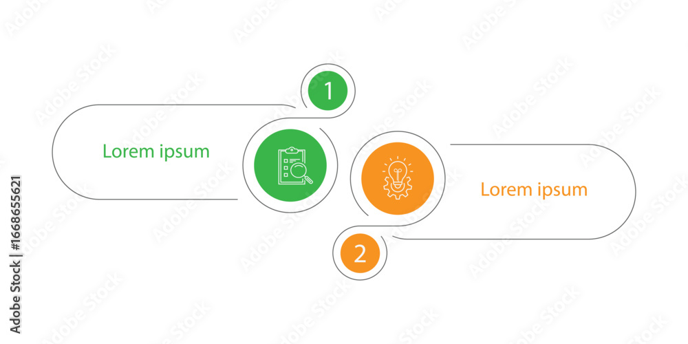 Poster 2 step journey infographic element. 2 columns circle information and presentation graphic.