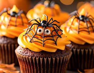 halloween cupcakes with chocolate frosting