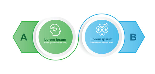 Vector infographic template. 2 step circle with line and icons