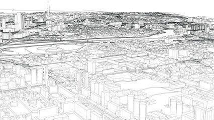 Fototapeta premium Intricate Cityscape Wireframe