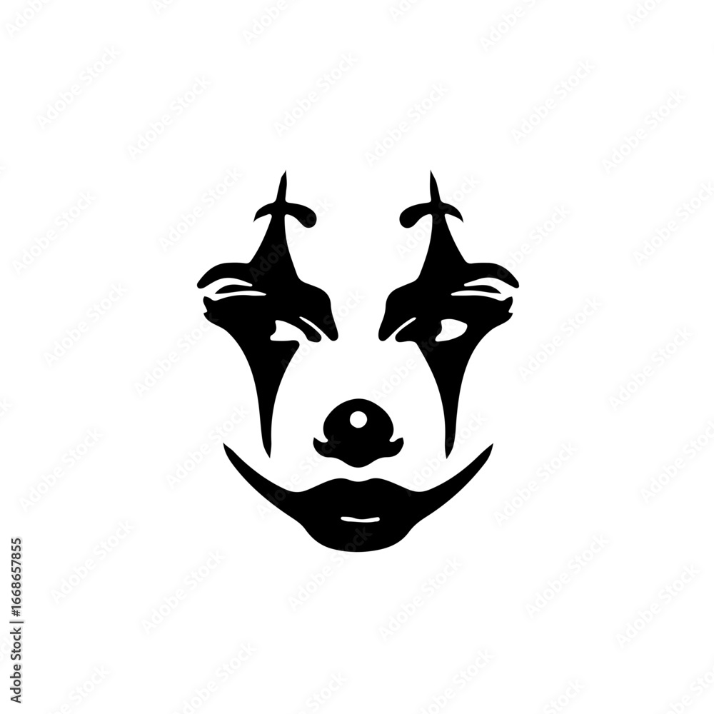 Poster expressive clown face art captures playful emotion and theatrical performance with bold lines