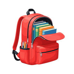 red school backpack isolated