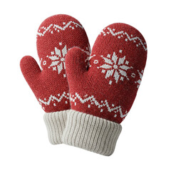 red knitted mittens