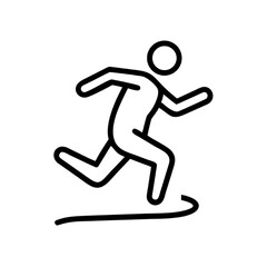 Running icon, graphic symbol of a person in motion, representing speed and activity