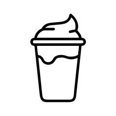 Simple illustration of a blended drink with whipped cream and a straw outline