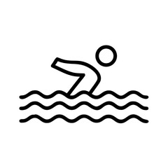 Swimming Silhouette Icon Representing Aquatic Activities and Healthy Lifestyle