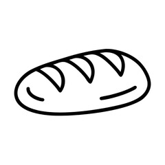 A simple line drawing of a loaf of bread, perfect for illustrating recipes or baked goods