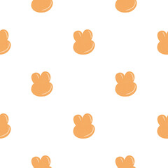 Cute seamless pattern of simple orange bunny silhouettes on a white background. Perfect for children’s products, textiles, and playful designs.