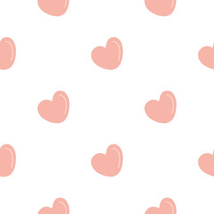 Seamless pastel pink heart pattern on white background. Romantic and cute design, great for Valentine’s Day, cards, and gift wrap.