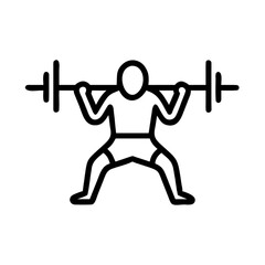 Minimalist linear graphic of an athlete engaged in strength training with a barbell squat