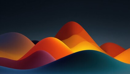 Abstract landscape of flowing, colorful hills