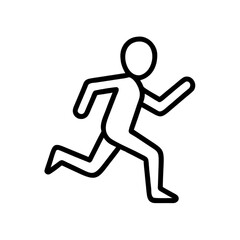 Outline icon of a running figure. Simple black line art vector symbol representing speed, exercise, and urgency