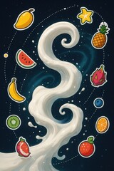 Cosmic Milk Wave & Fruit Stickers