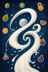 Cosmic Milk Wave & Fruit Stickers