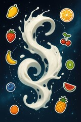 Cosmic Milk Wave & Fruit Stickers