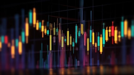  Realistic Trading Dashboard Featuring Neon Grid Details And Interactive Candlestick Graphs