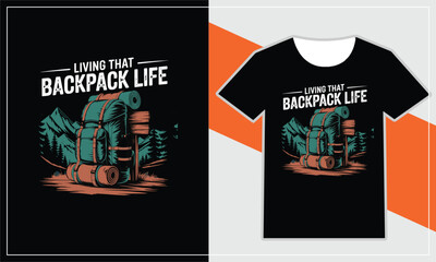 Embrace the backpack life with vintage adventure t shirt design