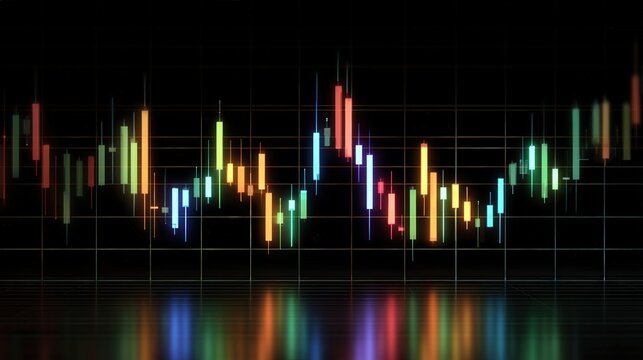 Ultra-Realistic Trading Software UI Showing Candlestick Patterns With Neon Grid Overlay
