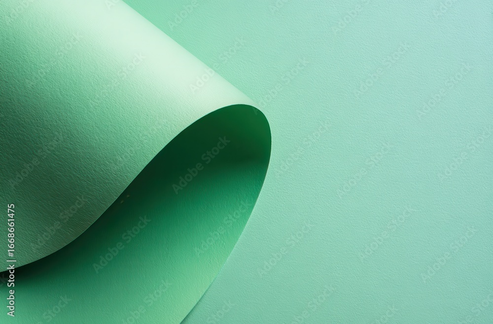 Aufkleber abstract close up of a smooth flowing curve of pale green paper against a solid mint green backgroun