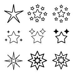 Obraz premium Star shapes a collection of sparkle and shine icons for design and decoration