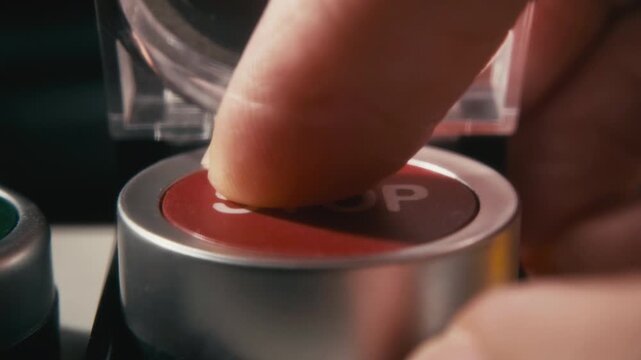 Pushing a Red Stop Button with a Safety Cover