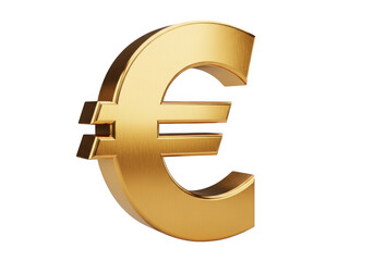 Shiny golden euro symbol 3d rendered finance currency symbol for economic concepts transparent background