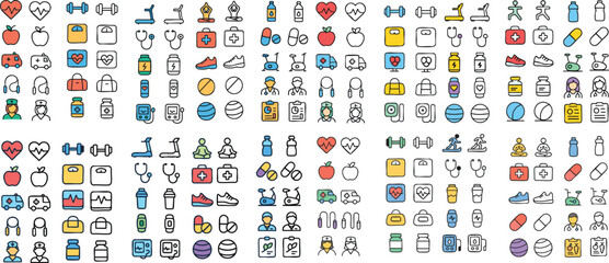Diverse Health and Fitness Icon Collection.