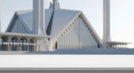 Fototapeta premium Modern mosque architecture shines under bright sky, serene ambiance