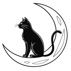 black and white cat vector