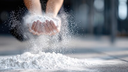 Close-up of Chalk Dust Exploding from Hands During a Workout