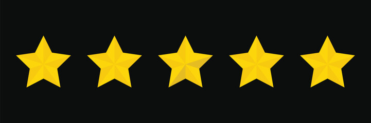 Obraz premium 5 Golden Stars Rating Icon - 3D Yellow Star Review Symbols for Feedback and Ranking