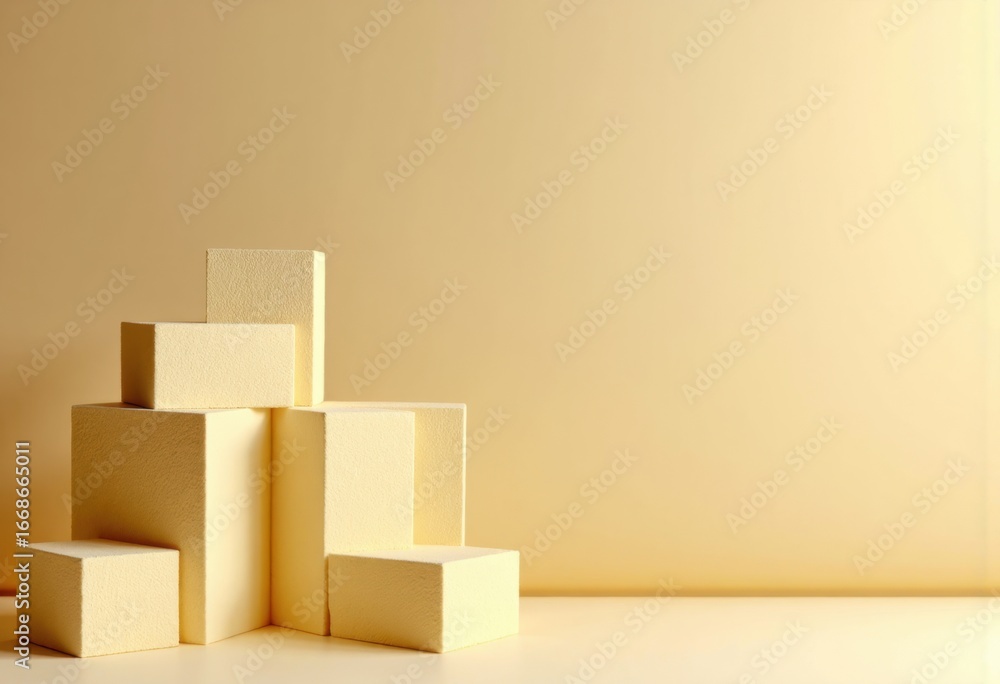 Poster foam blocks stacked with trimmed edges against a soft background