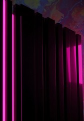 Fototapeta premium Modern Abstract Pink Neon Light Installation.