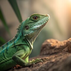 Fototapeta premium Small Green Iguana Closeup