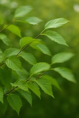 Obraz premium Green Tree Leaves Swaying in the Wind