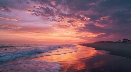 Vibrant sunset over the beach